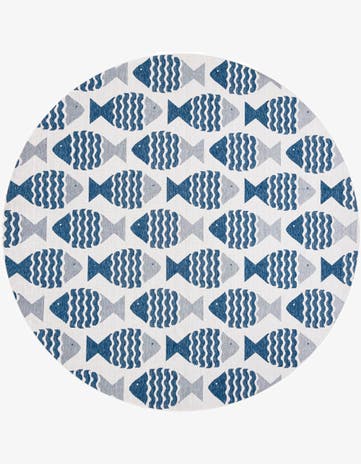 12' x 12' Easy-Clean Coastal Indoor / Outdoor Round Rug