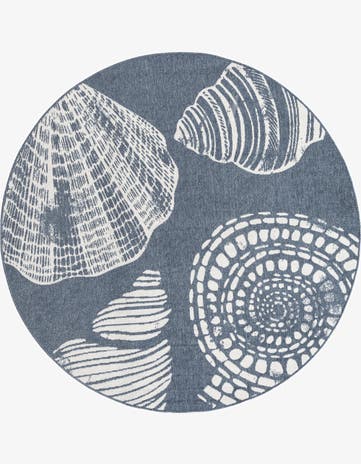 7' x 7' Easy-Clean Coastal Indoor / Outdoor Round Rug