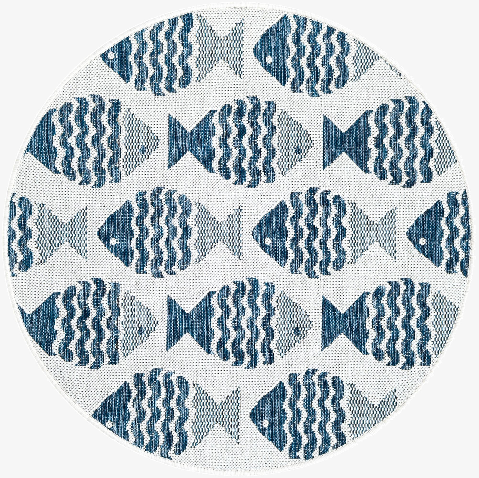 3' 1 x 3' 1  Washable Coastal Indoor / Outdoor Round Rug