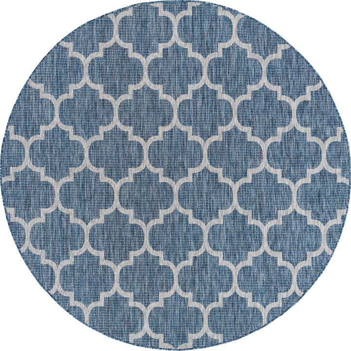 7' 10 x 7' 10 Easy-Clean Lattice Indoor / Outdoor Round Rug