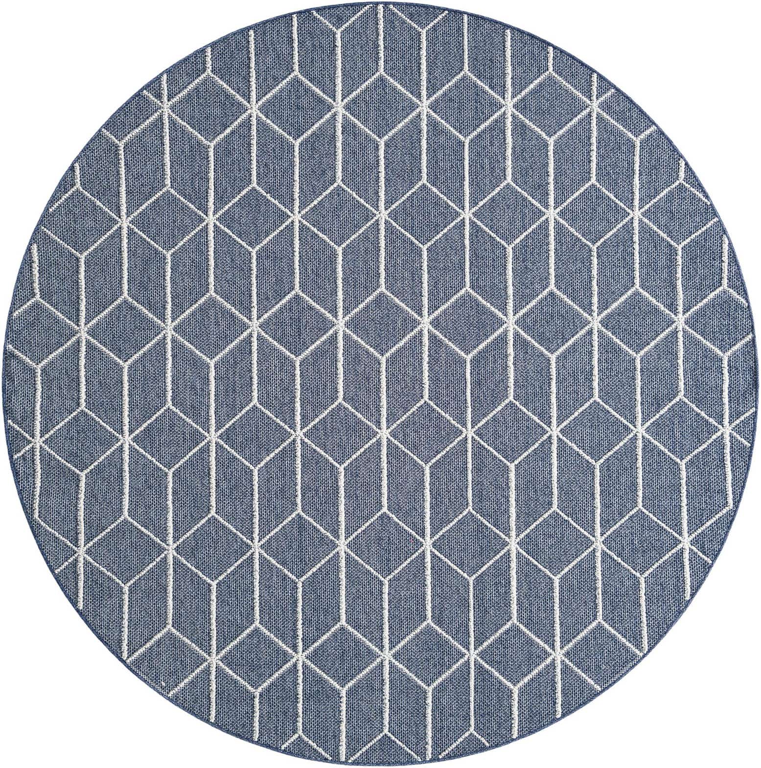 7' 10 x 7' 10 Easy-Clean Lattice Indoor / Outdoor Round Rug