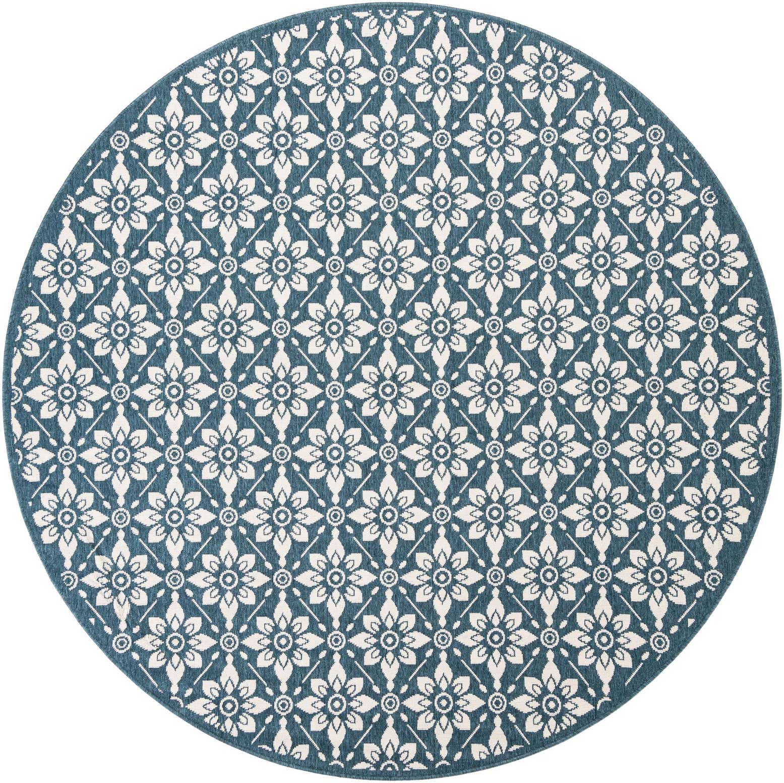 7' 10 x 7' 10 Easy-Clean Lattice Indoor / Outdoor Round Rug