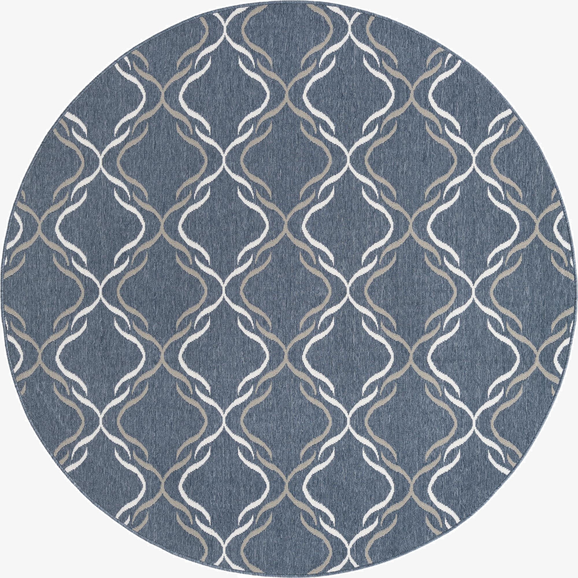 7' x 7' Washable Lattice Indoor / Outdoor Round Rug