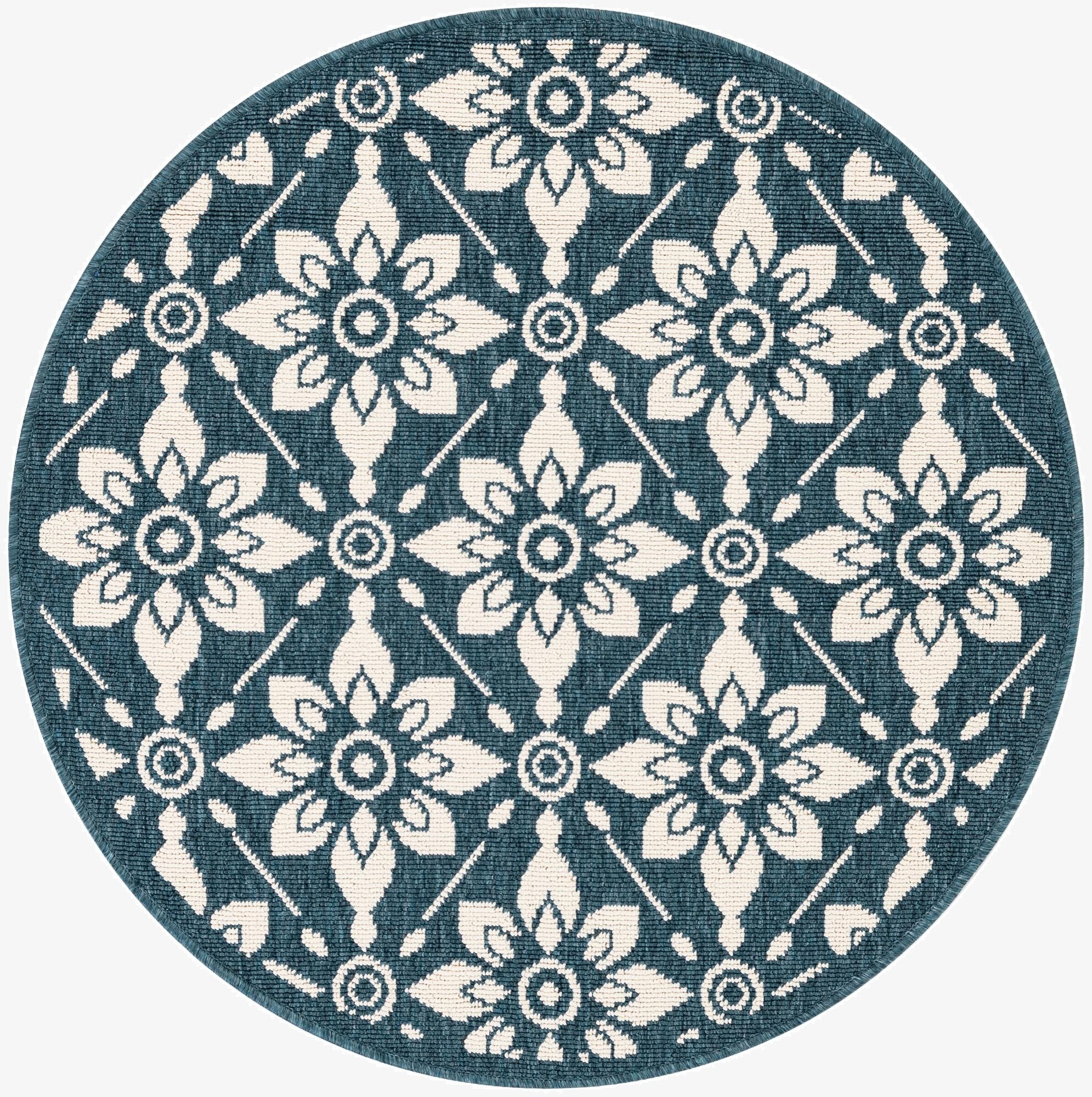 Primary image 95cm x 95cm  Washable Lattice Indoor / Outdoor Round Rug