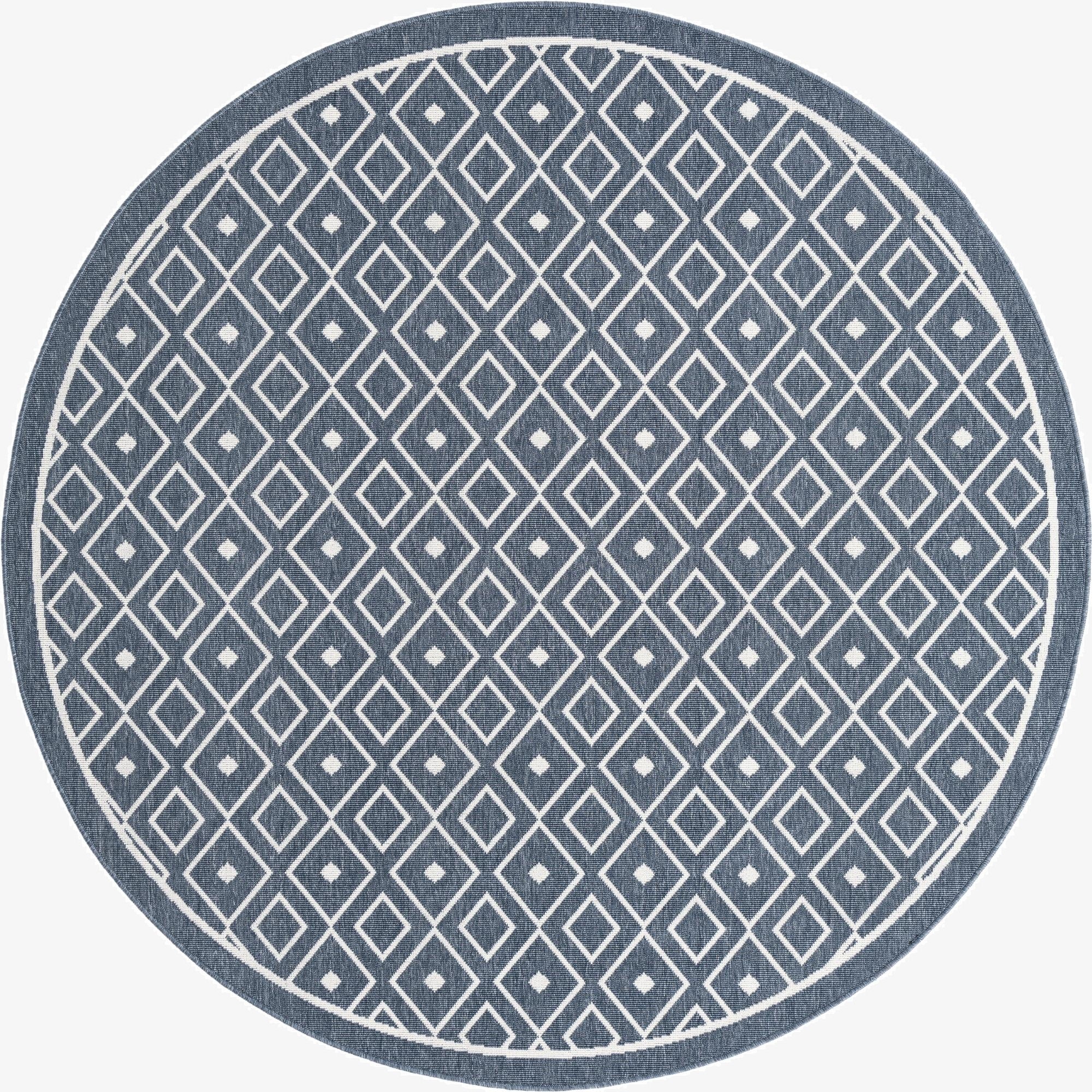 7' x 7' Washable Lattice Indoor / Outdoor Round Rug