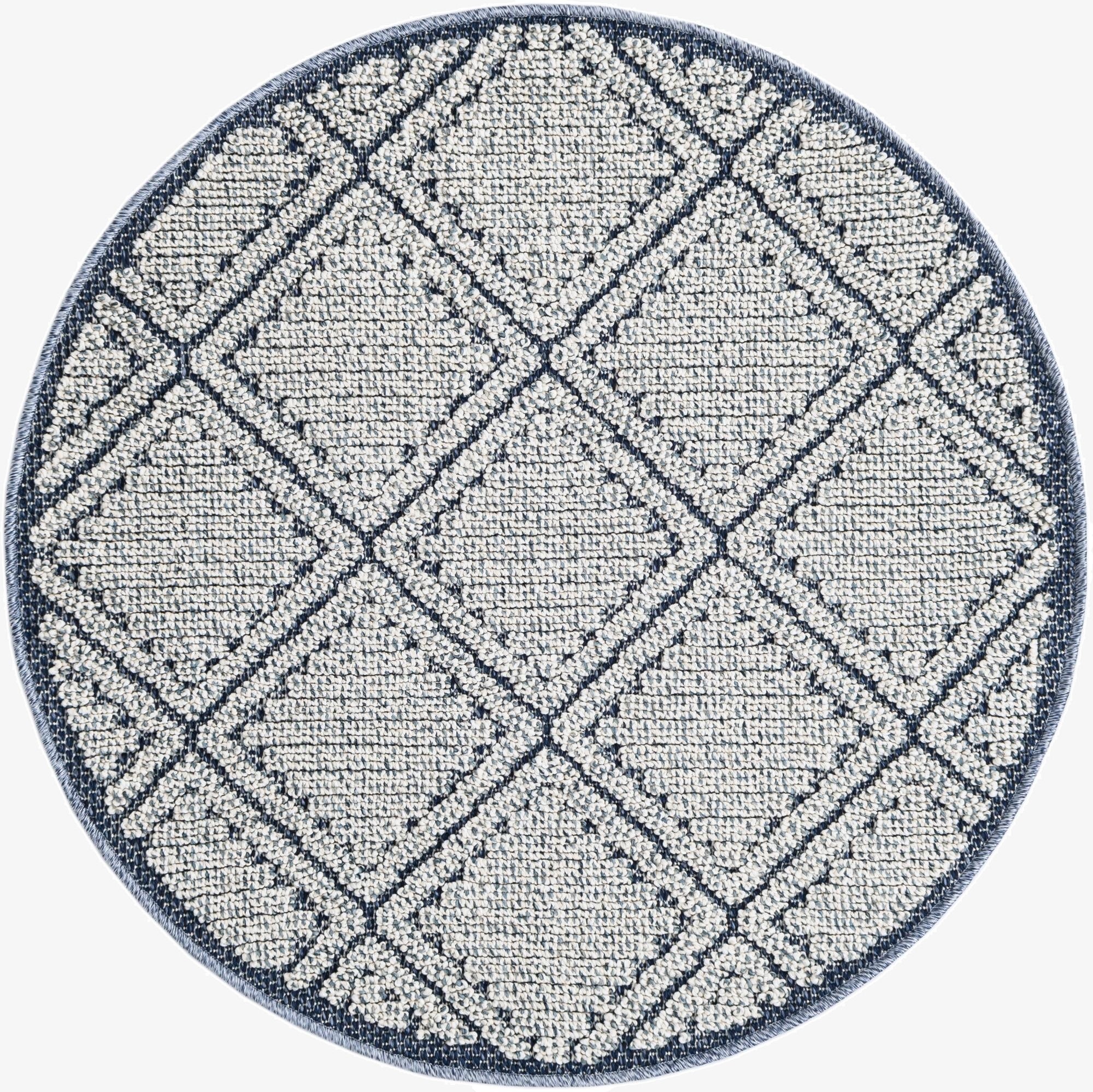 3' 1 x 3' 1 Washable Lattice Indoor / Outdoor Round Rug