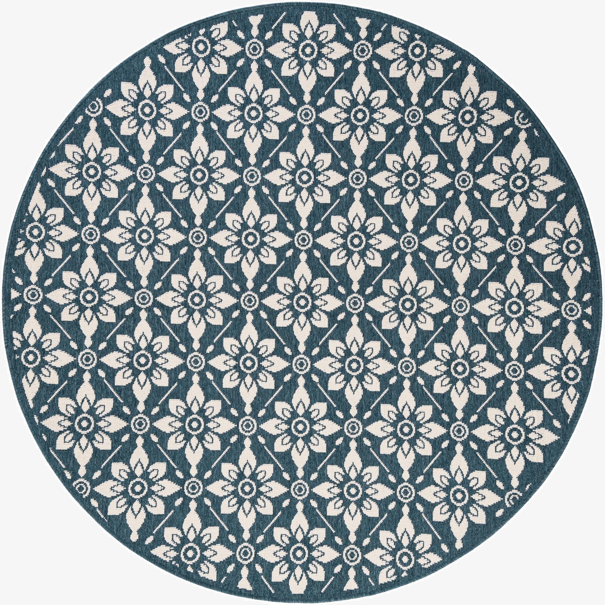 6' x 6' Washable Lattice Indoor / Outdoor Round Rug
