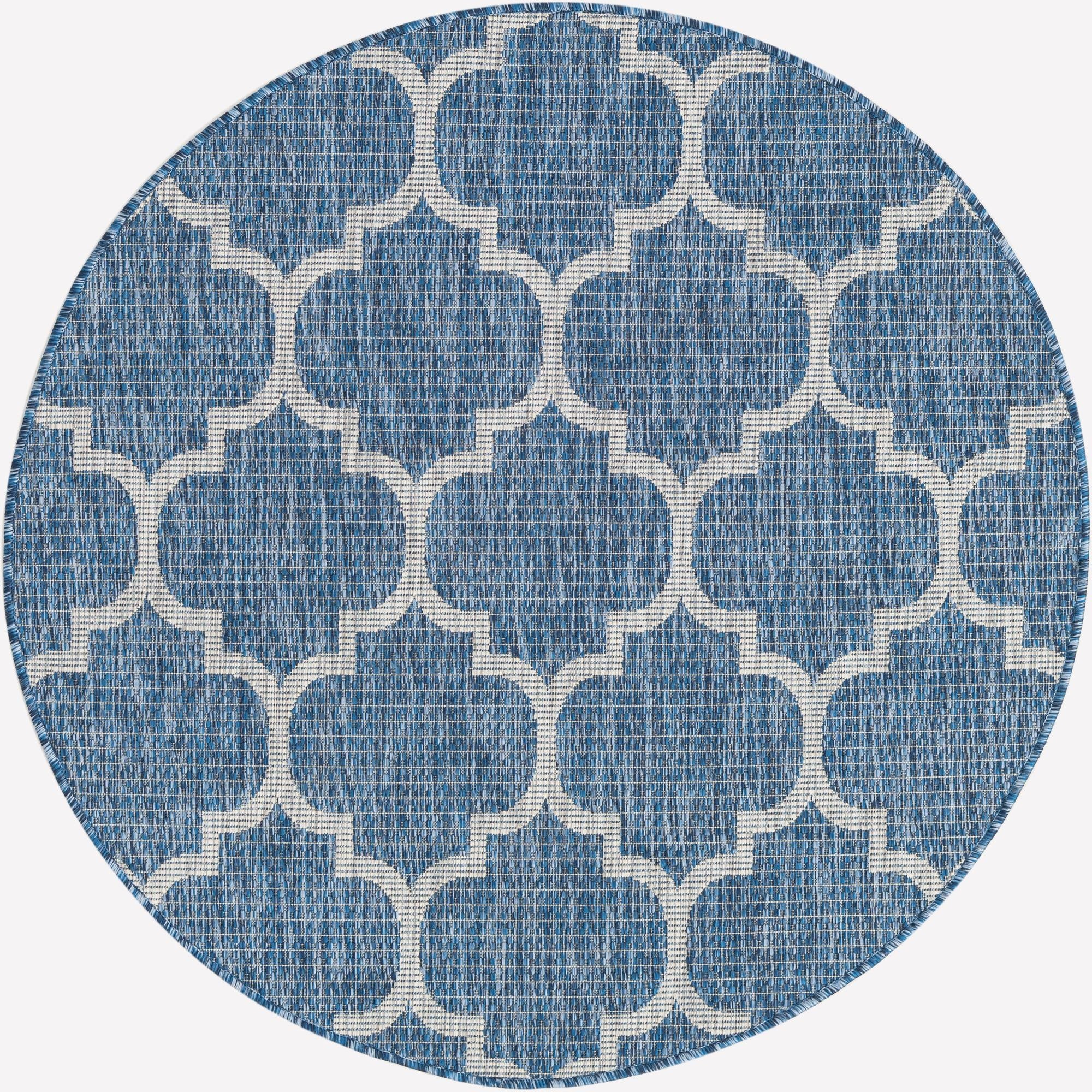  4' x 4'  Washable Lattice Indoor / Outdoor Round Rug
