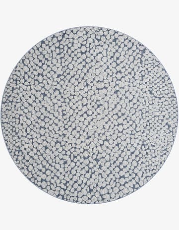 Navy Blue Easy-Clean Safari Indoor / Outdoor Round Rug