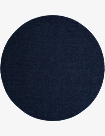 Navy Blue Easy-Clean Solid Indoor / Outdoor Round Rug