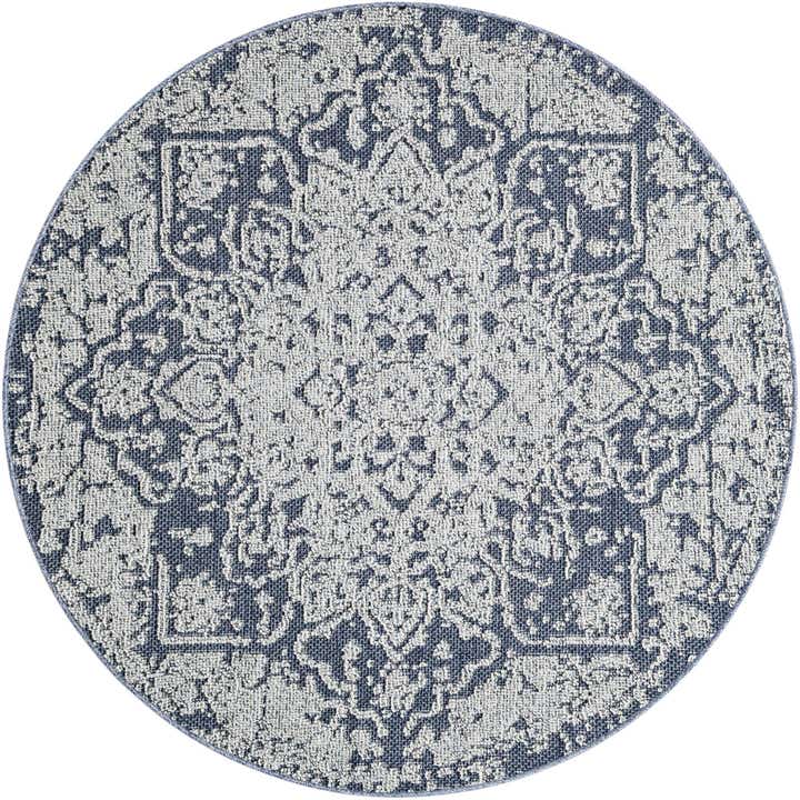 5' 3 x 5' 3 Easy-Clean Traditional Indoor / Outdoor Round Rug