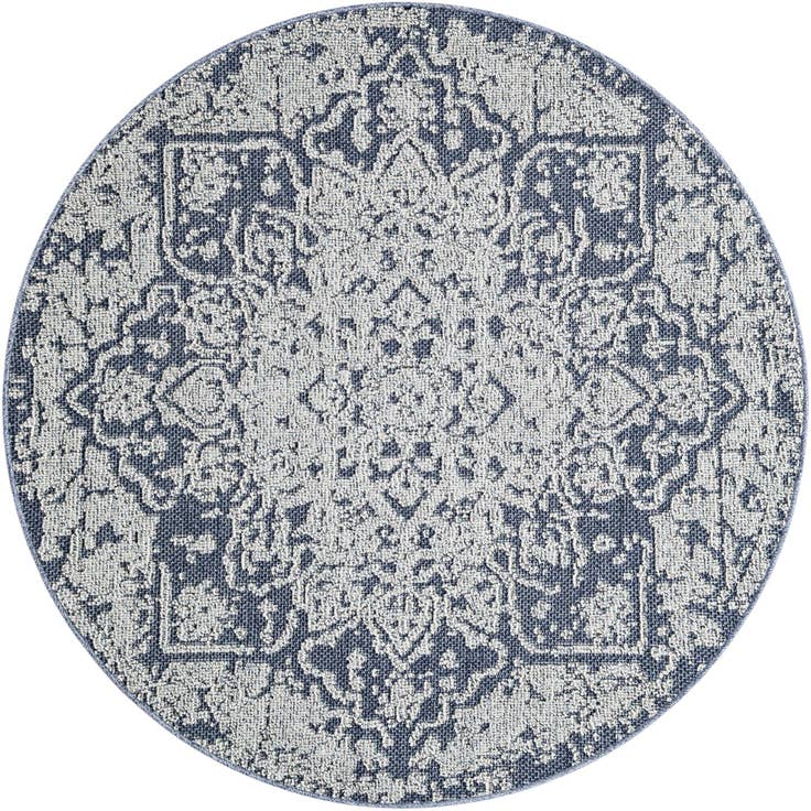 Detail image of 5' 3 x 5' 3 Easy-Clean Traditional Indoor / Outdoor Round Rug