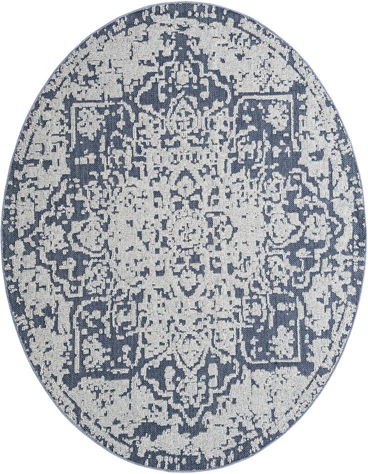Detail image of 7' 10 x 7' 10 Easy-Clean Traditional Indoor / Outdoor Round Rug