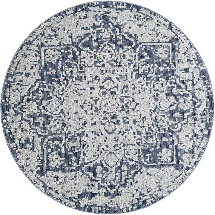 7' 10 x 7' 10 Easy-Clean Traditional Indoor / Outdoor Round Rug