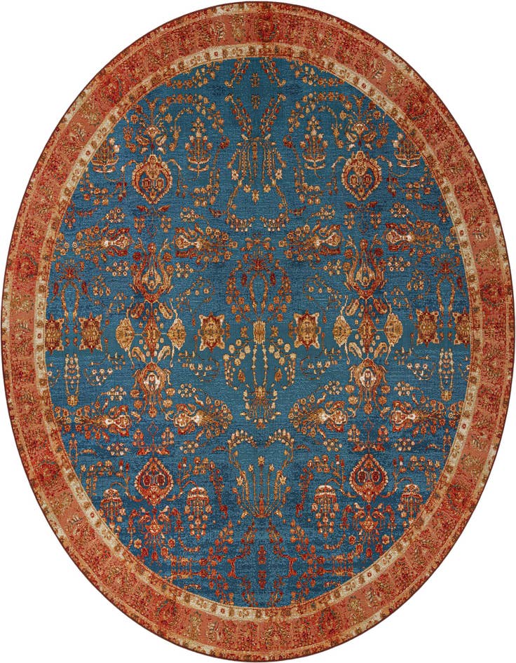 Detail image of 10' x 10' Easy-Clean Traditional Indoor / Outdoor Round Rug