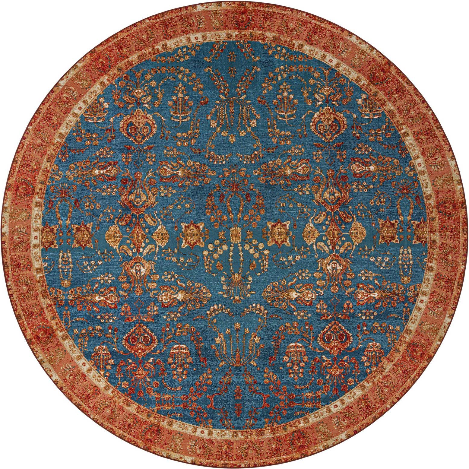10' x 10' Easy-Clean Traditional Indoor / Outdoor Round Rug