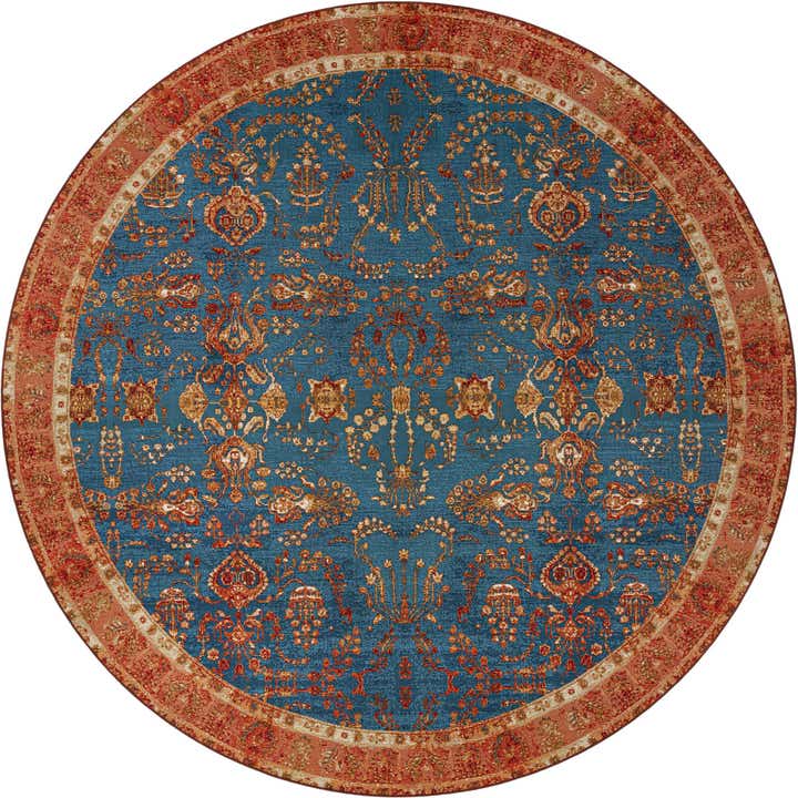 10' x 10' Easy-Clean Traditional Indoor / Outdoor Round Rug