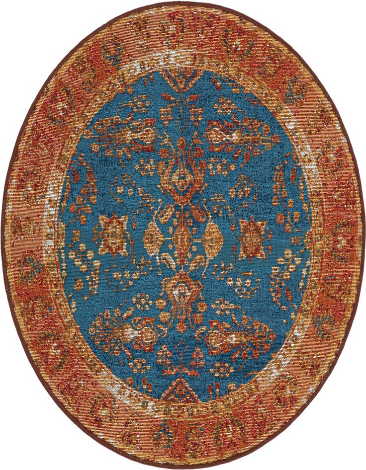 Detail image of 3' x 3' Easy-Clean Traditional Indoor / Outdoor Round Rug
