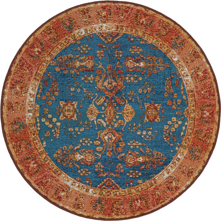 Detail image of 3' x 3' Easy-Clean Traditional Indoor / Outdoor Round Rug