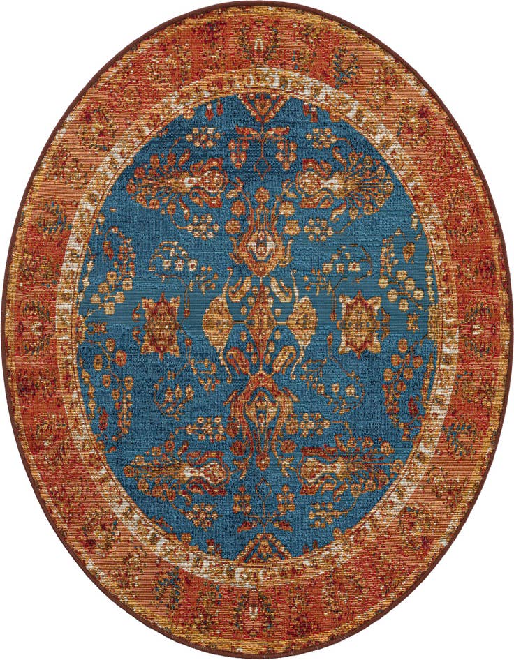 Detail image of 4' x 4' Easy-Clean Traditional Indoor / Outdoor Round Rug