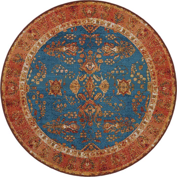 4' x 4' Easy-Clean Traditional Indoor / Outdoor Round Rug
