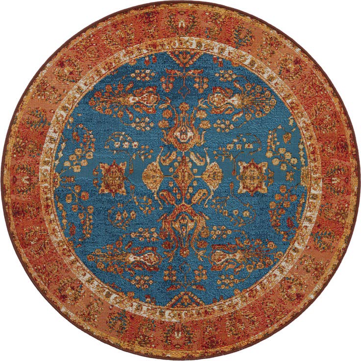 Detail image of 4' x 4' Easy-Clean Traditional Indoor / Outdoor Round Rug
