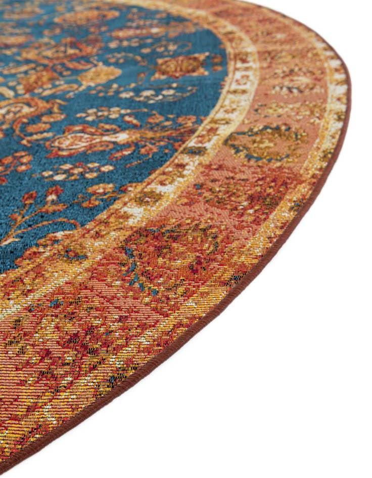 Detail image of 10' x 10' Easy-Clean Traditional Indoor / Outdoor Round Rug