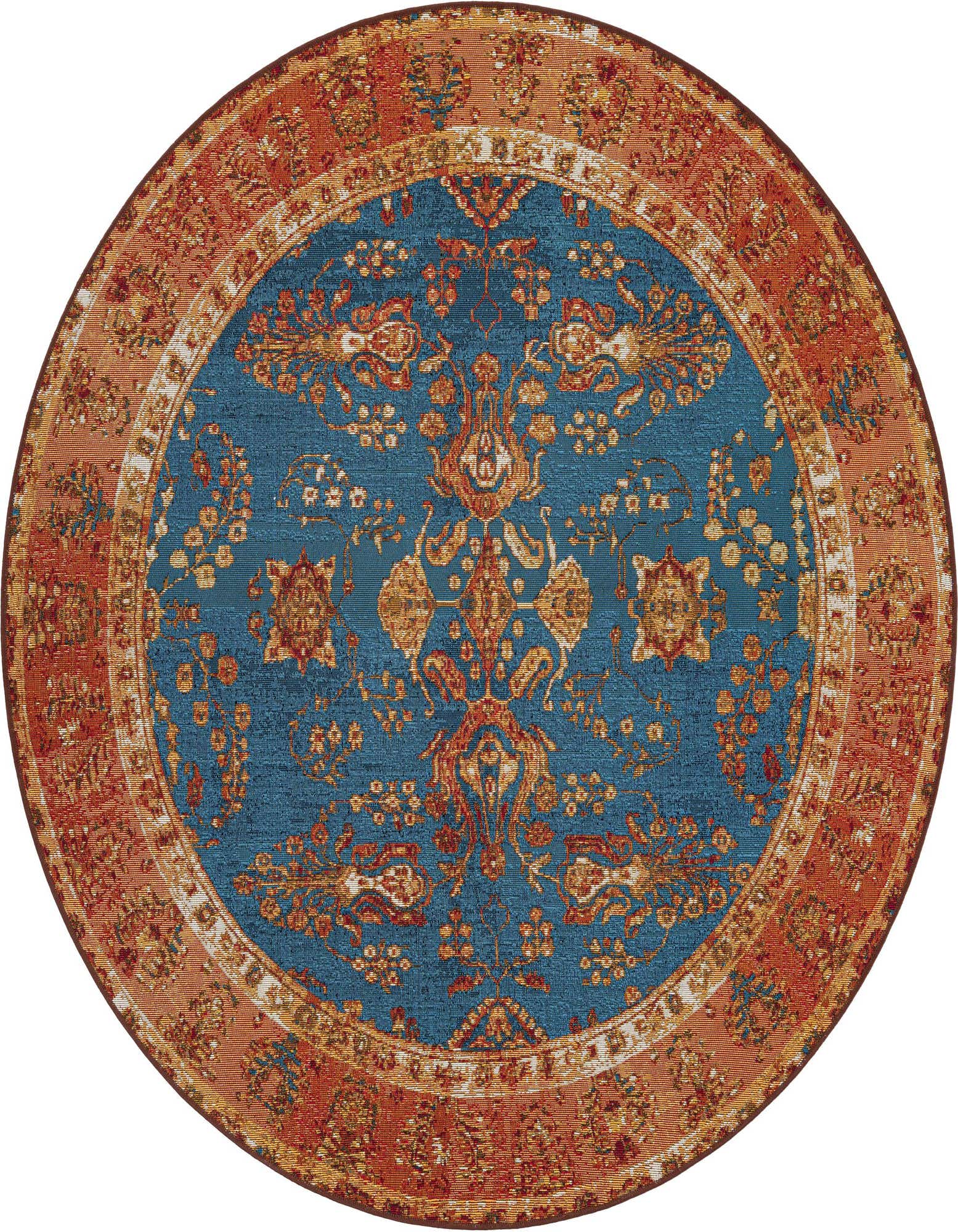 6' x 6' Easy-Clean Traditional Indoor / Outdoor Round Rug