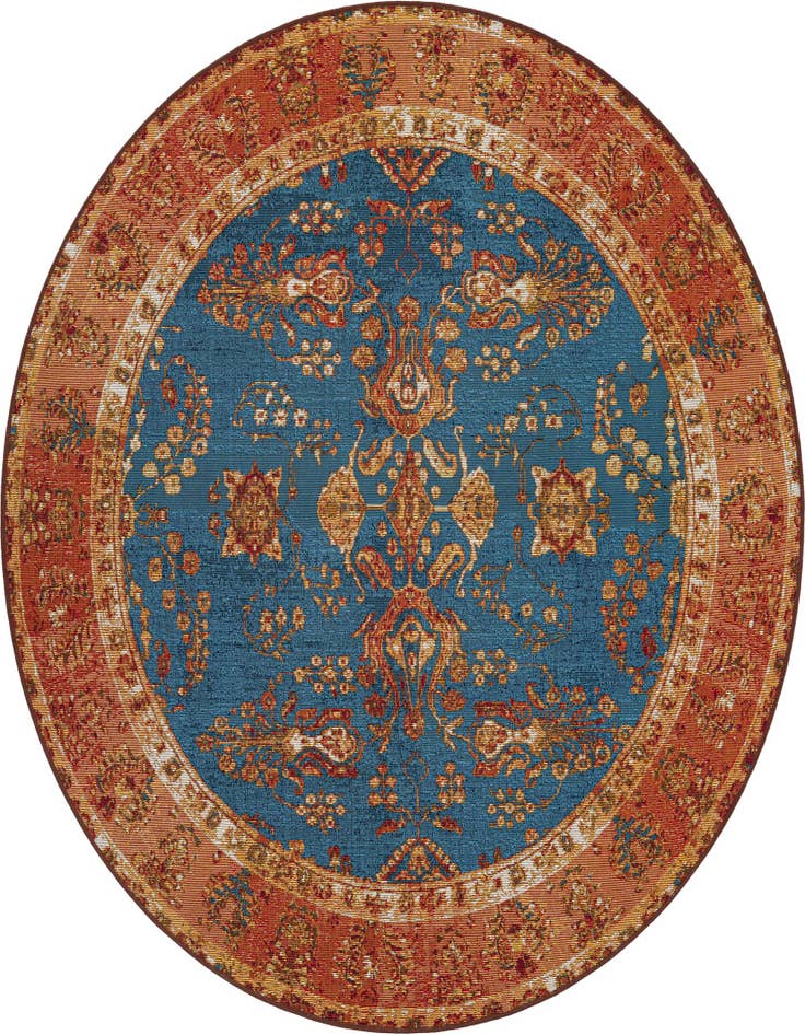 Detail image of 6' x 6' Easy-Clean Traditional Indoor / Outdoor Round Rug