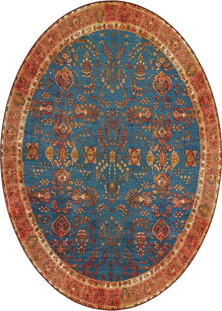 7' 10 x 7' 10 Easy-Clean Traditional Indoor / Outdoor Round Rug