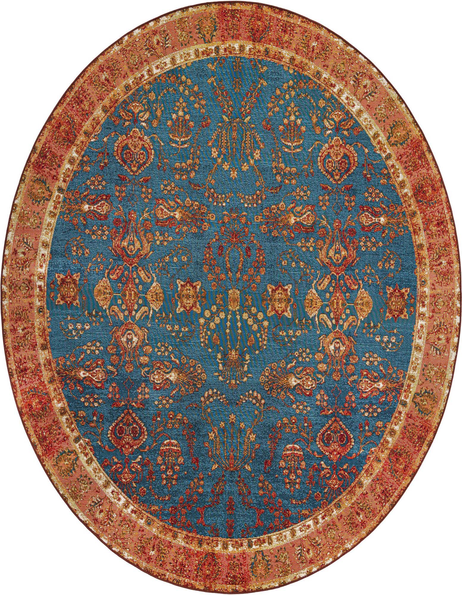 7' 10 x 7' 10 Easy-Clean Traditional Indoor / Outdoor Round Rug