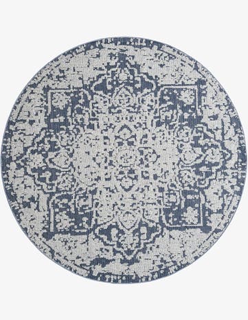 7' 10 x 7' 10 Easy-Clean Traditional Indoor / Outdoor Round Rug