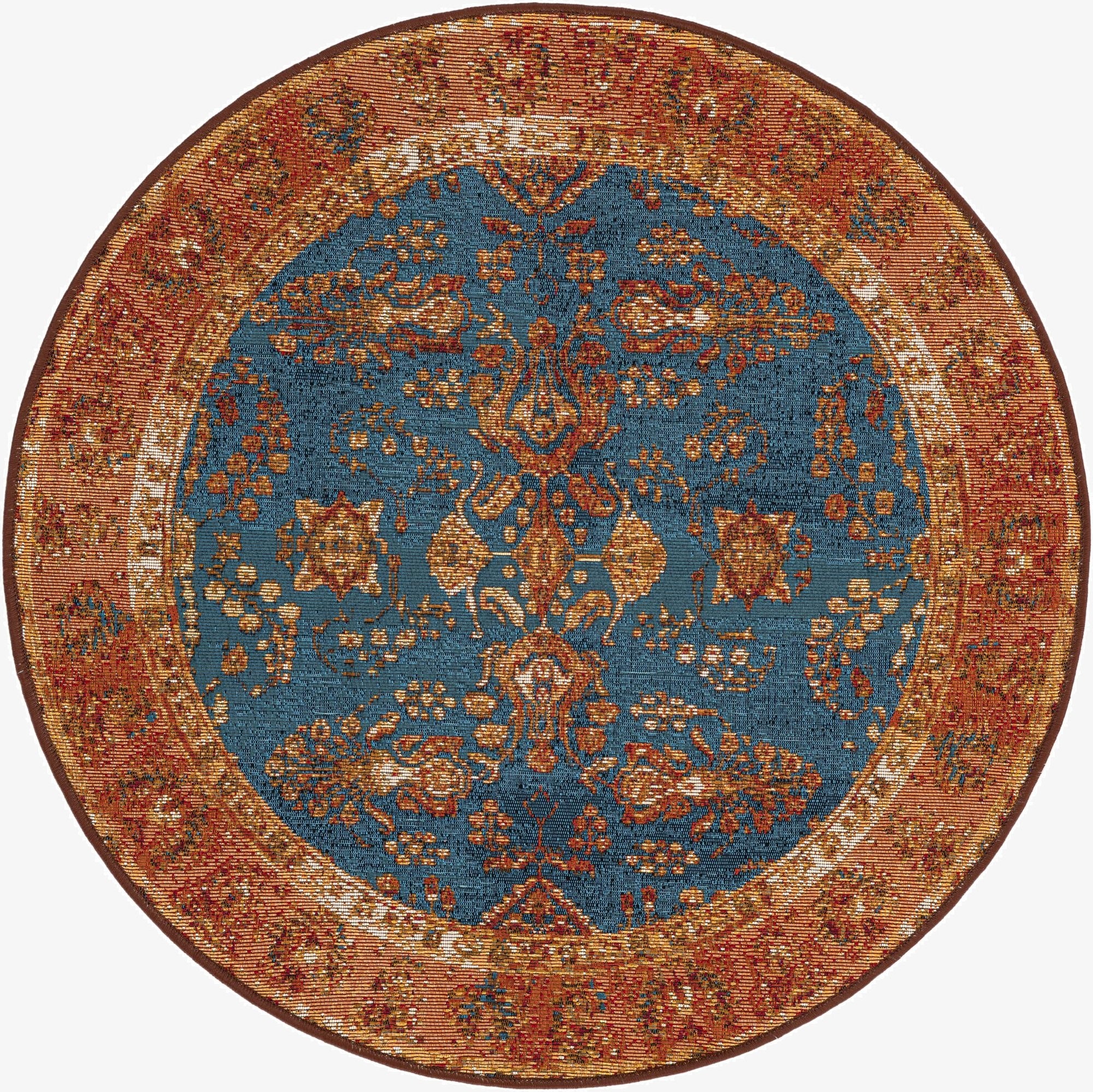 3' x 3'  Washable Traditional Indoor / Outdoor Round Rug