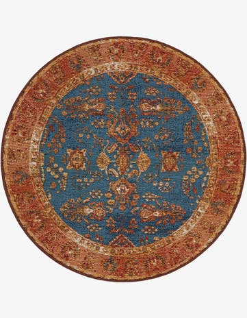 3' x 3' Easy-Clean Traditional Indoor / Outdoor Round Rug