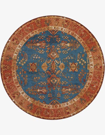 6' x 6' Easy-Clean Traditional Indoor / Outdoor Round Rug