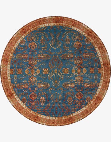 10' x 10' Easy-Clean Traditional Indoor / Outdoor Round Rug