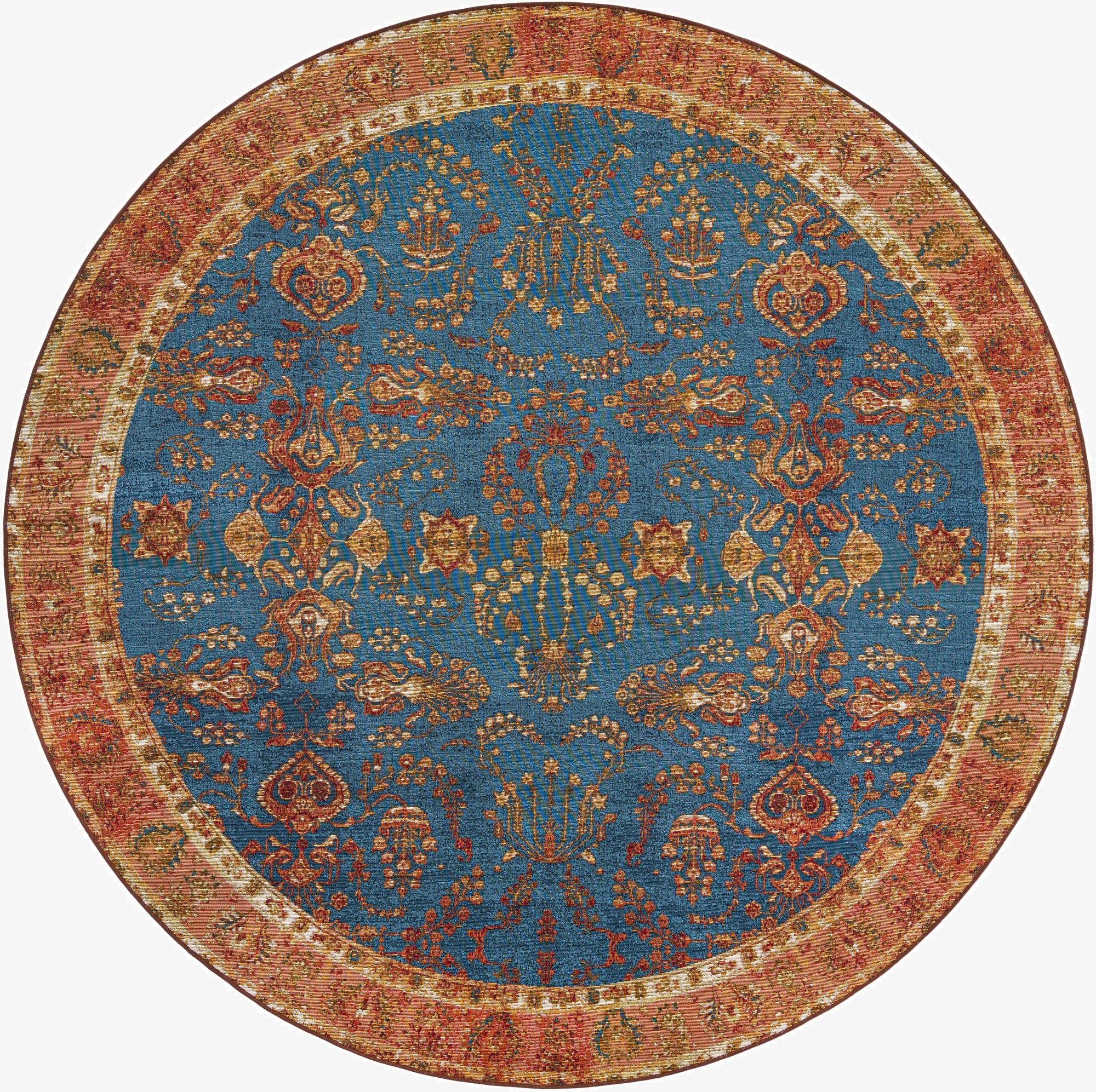 Primary image 7' 10 x 7' 10  Washable Traditional Indoor / Outdoor Round Rug