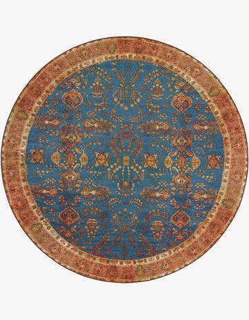 7' 10 x 7' 10 Easy-Clean Traditional Indoor / Outdoor Round Rug