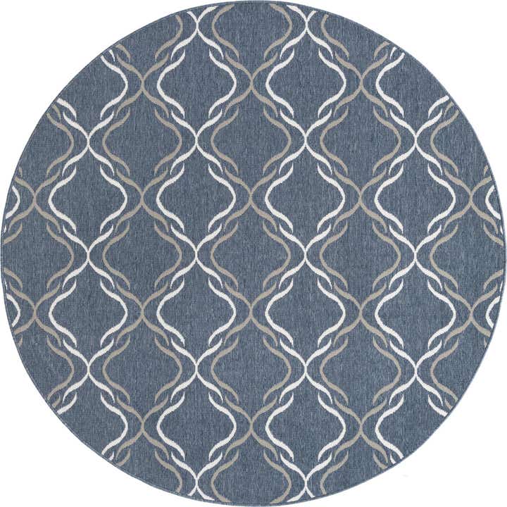 7' x 7' Easy-Clean Trellis Indoor / Outdoor Round Rug
