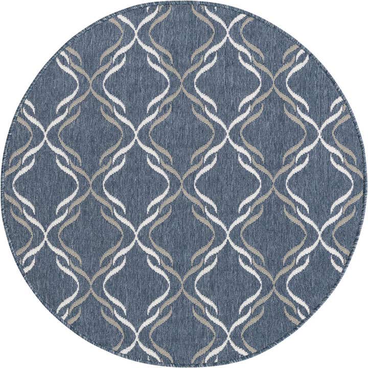 4' x 4' Easy-Clean Trellis Indoor / Outdoor Round Rug