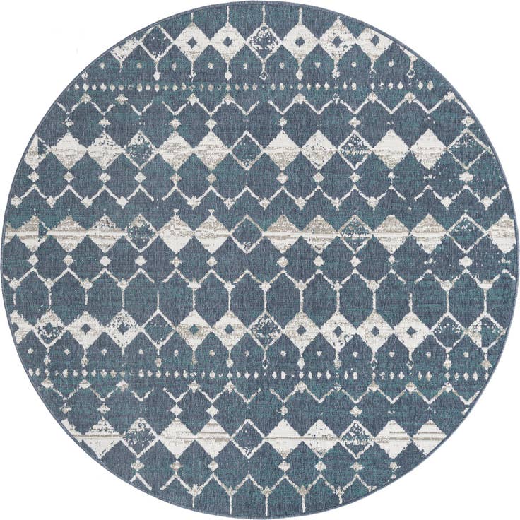 Detail image of 7' x 7' Easy-Clean Trellis Indoor / Outdoor Round Rug