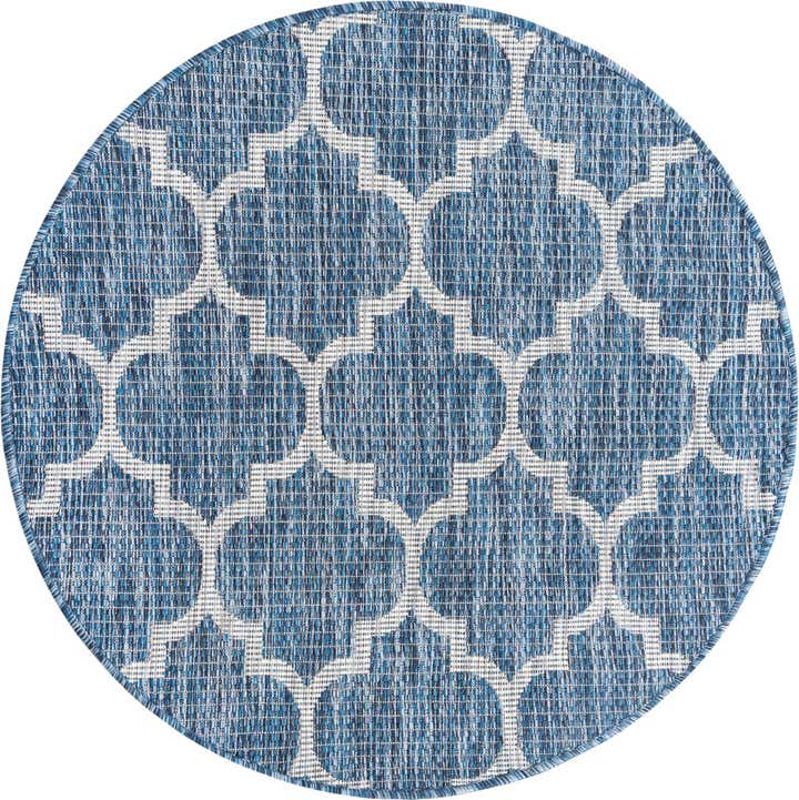 3' x 3' Easy-Clean Trellis Indoor / Outdoor Round Rug