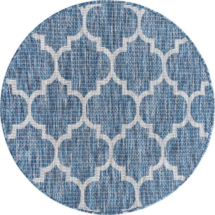 Detail image of 3' x 3' Easy-Clean Trellis Indoor / Outdoor Round Rug