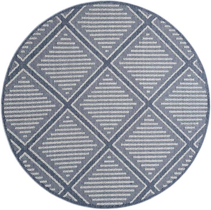 7' 10 x 7' 10 Easy-Clean Trellis Indoor / Outdoor Round Rug