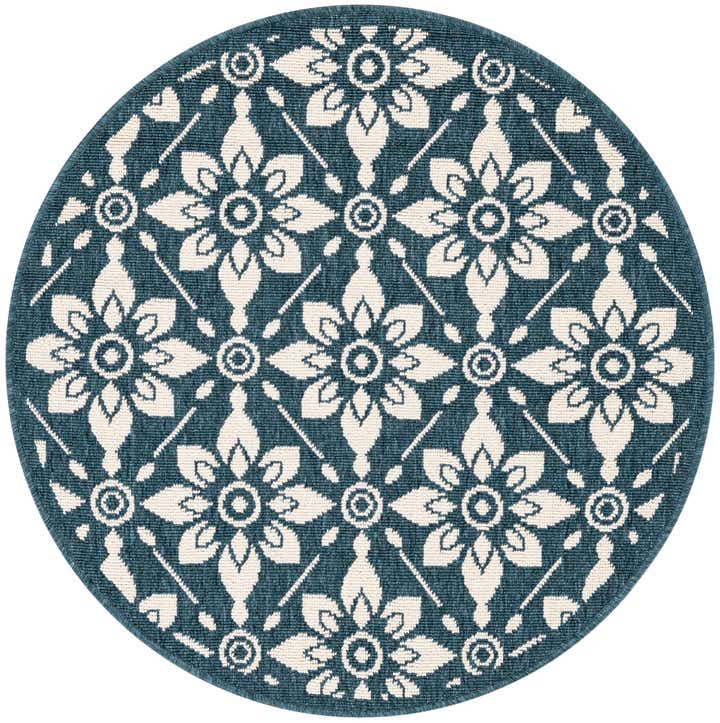 3' x 3' Easy-Clean Trellis Indoor / Outdoor Round Rug