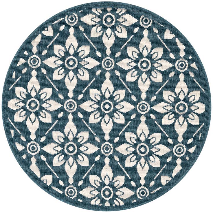Detail image of 3' x 3' Easy-Clean Trellis Indoor / Outdoor Round Rug