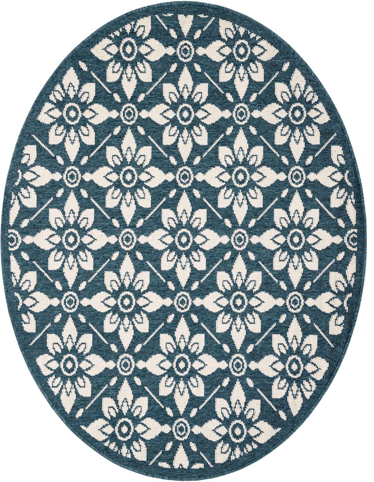4' x 4' Easy-Clean Trellis Indoor / Outdoor Round Rug