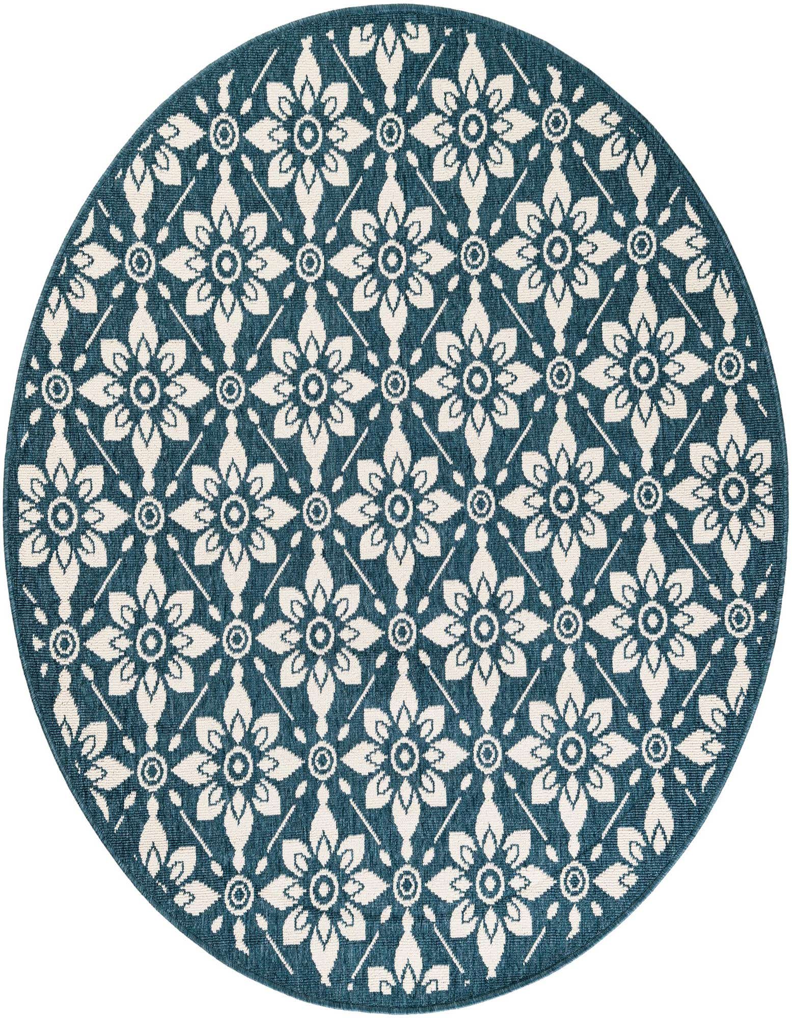 5' x 5' Easy-Clean Trellis Indoor / Outdoor Round Rug