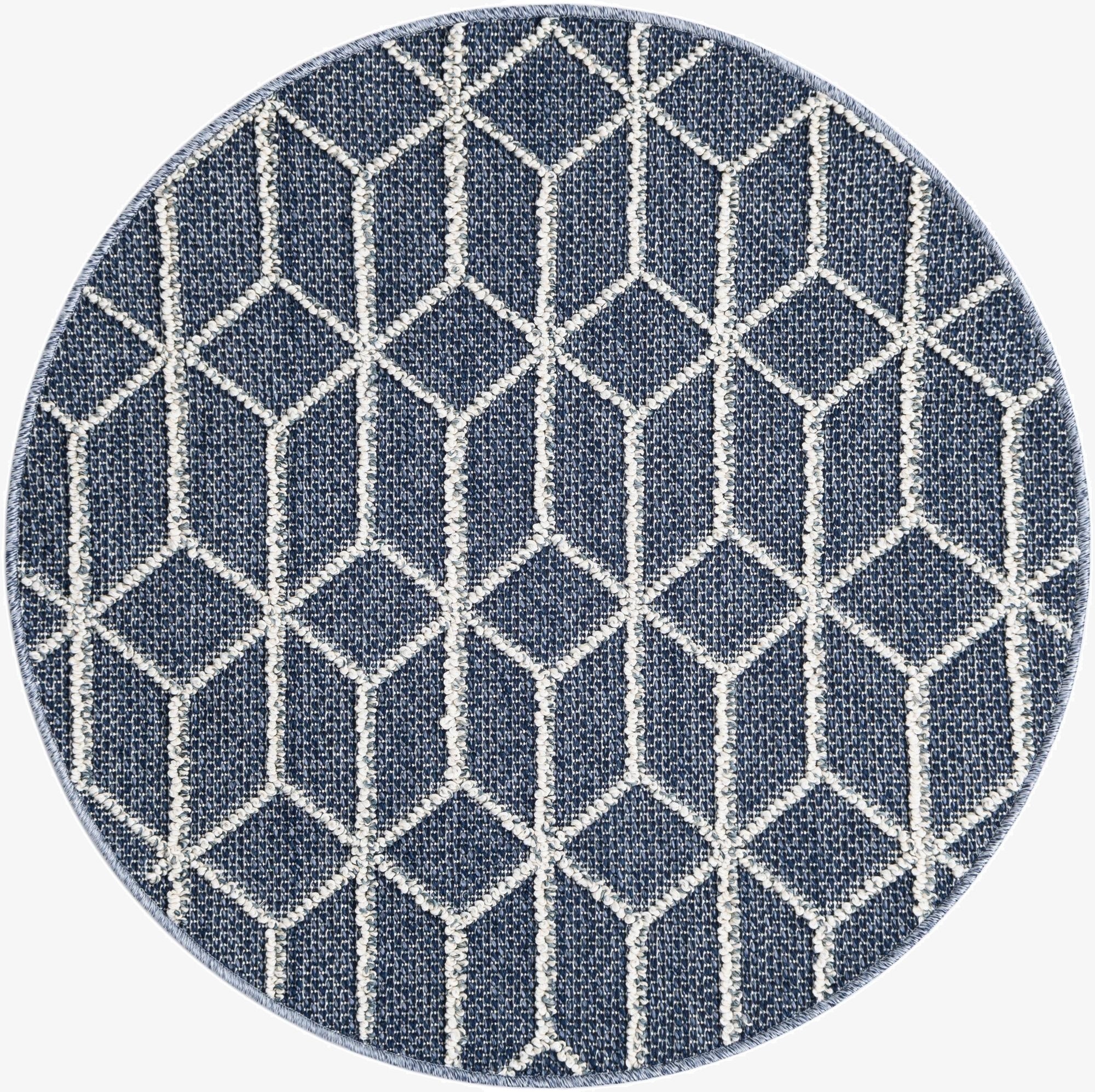 3' 1 x 3' 1  Washable Trellis Indoor / Outdoor Round Rug
