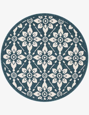 3' x 3' Easy-Clean Trellis Indoor / Outdoor Round Rug